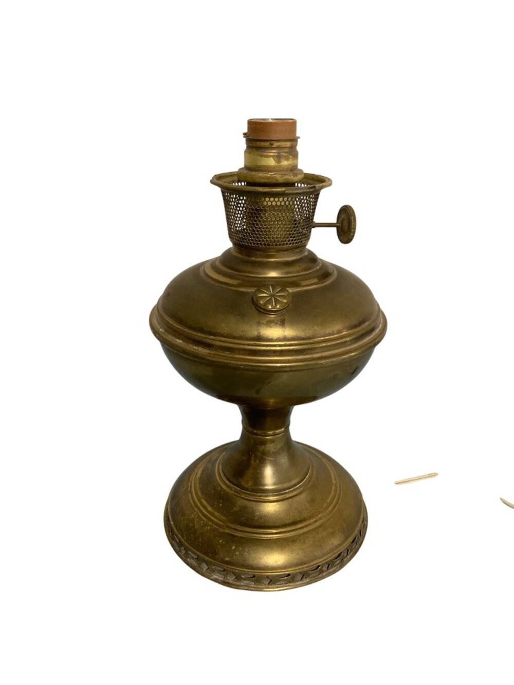 Antique Aladdin Model 6 Brass Mantle Oil Lamp Electrified - Works
